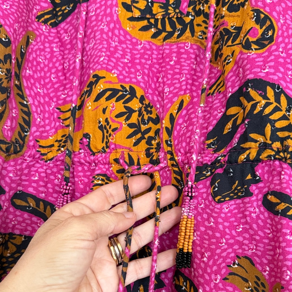 FARM Rio Hot Pink Tropical Animal-Print Tiered Mini Dress - Picture 10 of 10
